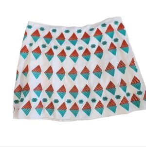 THML Anthropology Linen Blend Embroidered Mini Skirt